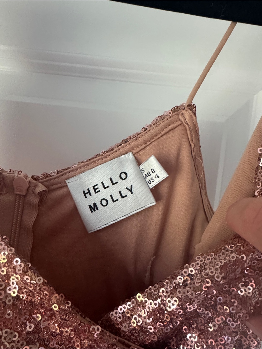 NWOT Hello Molly Rose Gold Sequin Asymmetrical Slip Dress - Picture 2 of 3